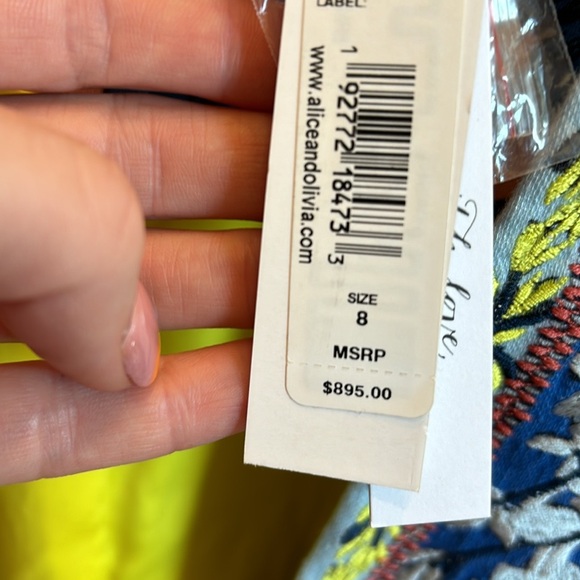 NWT Alice + Olivia Simpson Floral Embroidered Linen Long Blazer Jacket 8 - Picture 10 of 11